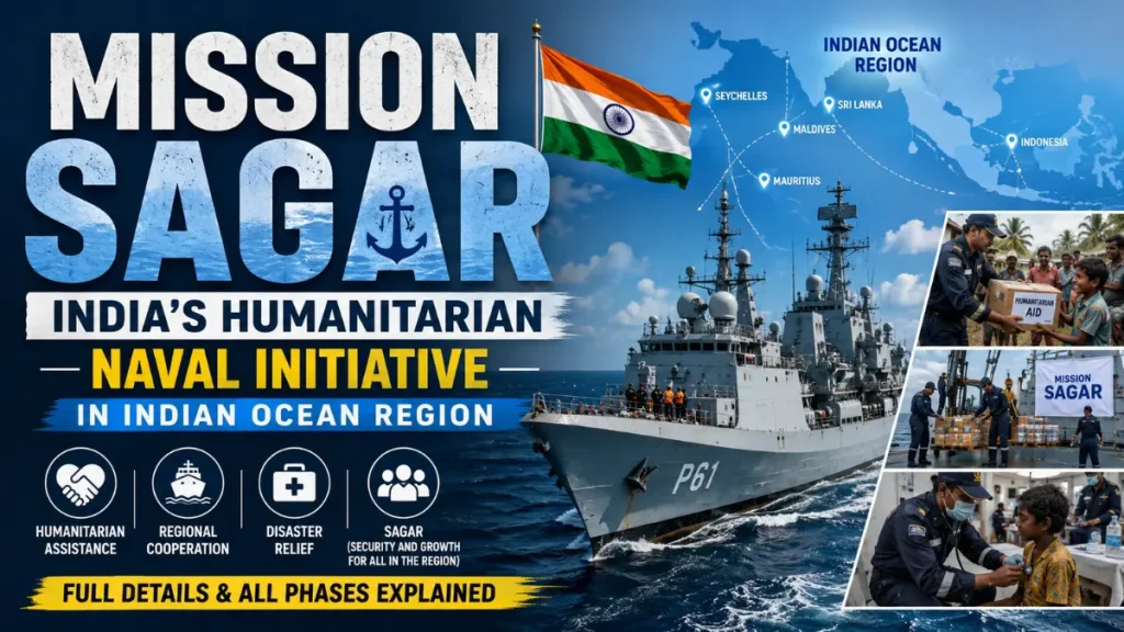 Mission Sagar Scheme: India’s Humanitarian Naval Initiative in Indian Ocean Region – Full Details & All Phases Explained